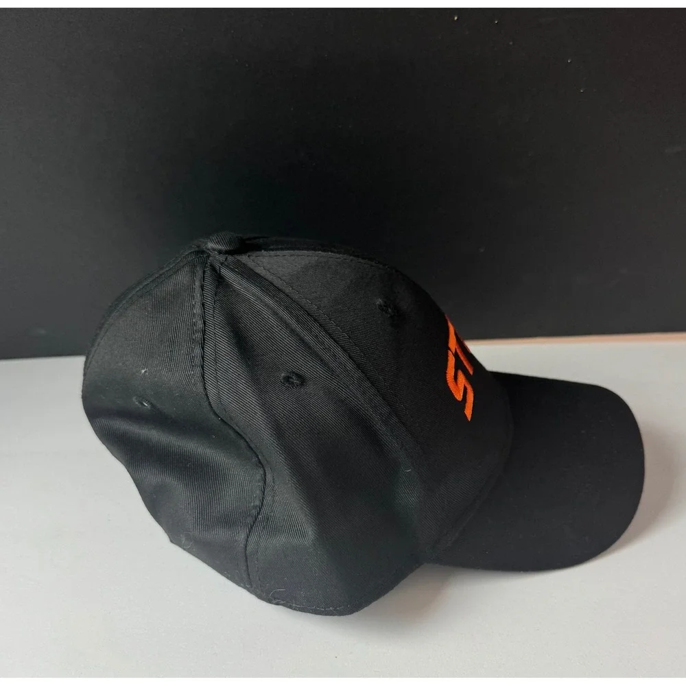 STIHL Hat Lot of 2 Black Orange Mesh Trucker Snapback Adjustable Baseball Caps